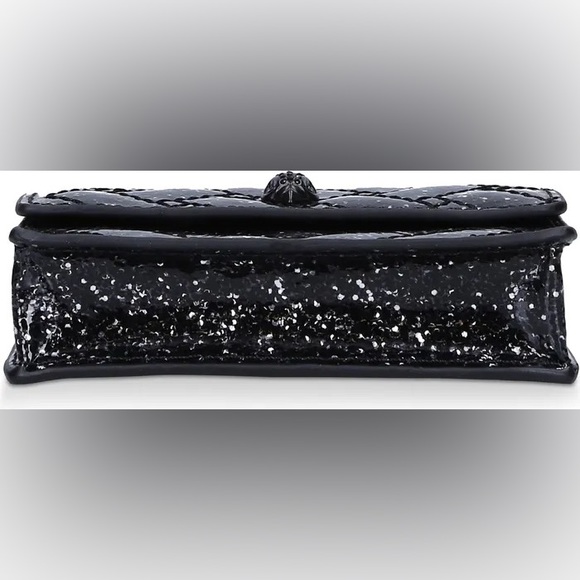 Kurt Geiger London Micro Kensington Black Glitter Leather Crossbody Bag - Picture 7 of 7